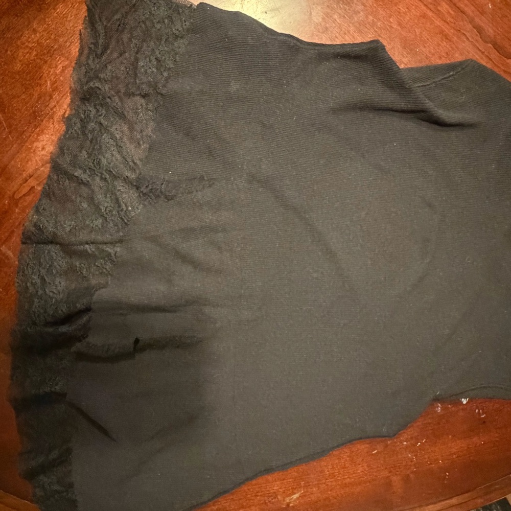 Free People Dark Gray Lace Long Sleeve Top - Picture 4 of 11